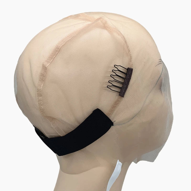 HD Full Lace Wig Cap Making Adjustable Straps Extra Elastic Bands Comb