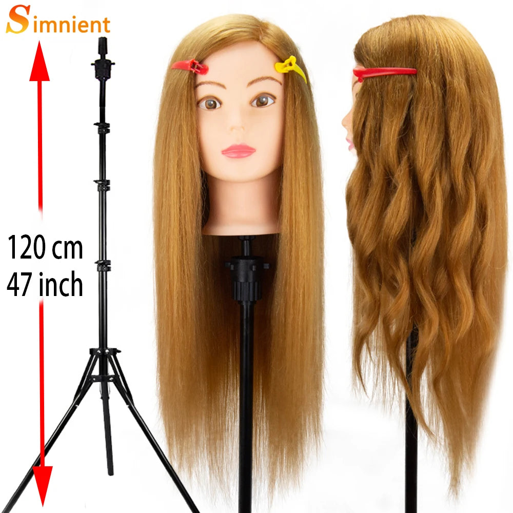 80% Real Hair Doll Head Hairstyle Professional Training Mannequin Styling To Practice
