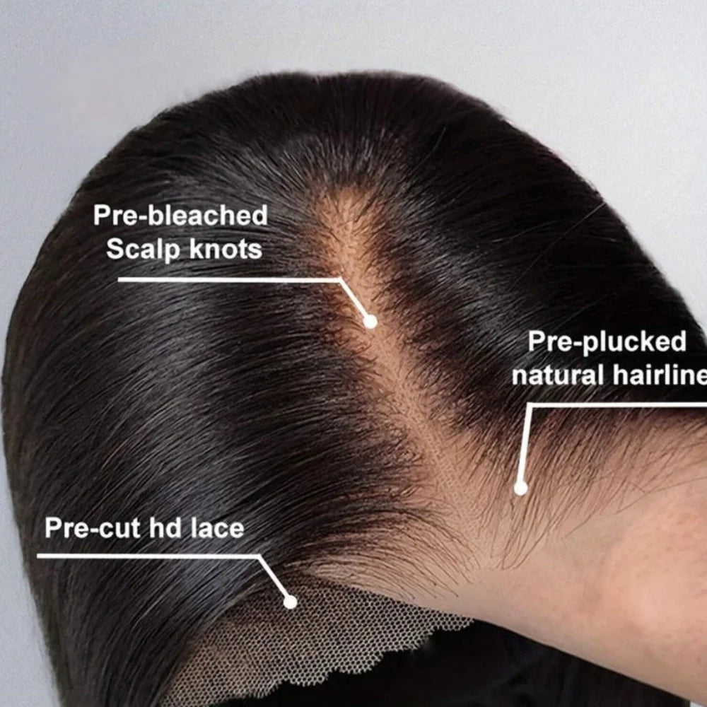 250% Brazilian Straight Human Hair Wigs, 13x4 HD Transparent Lace Front Pre