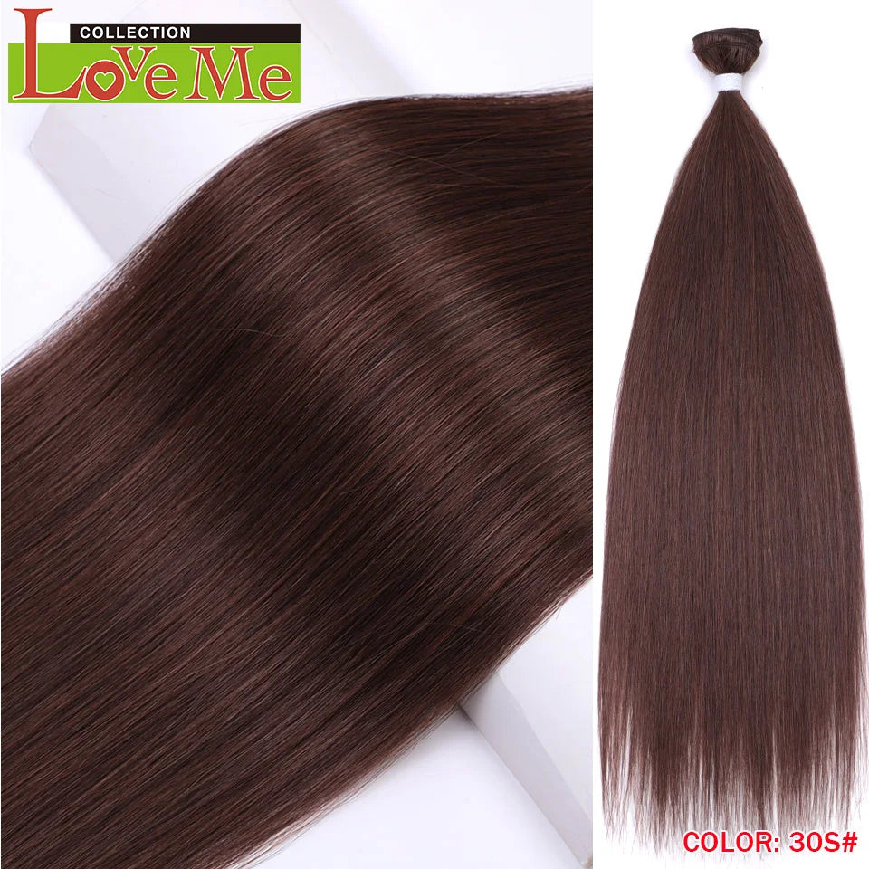 Yaki Straight Hair Extensions Salon Synthetic Bundles Temperature Fiber Ombre Blonde Fake