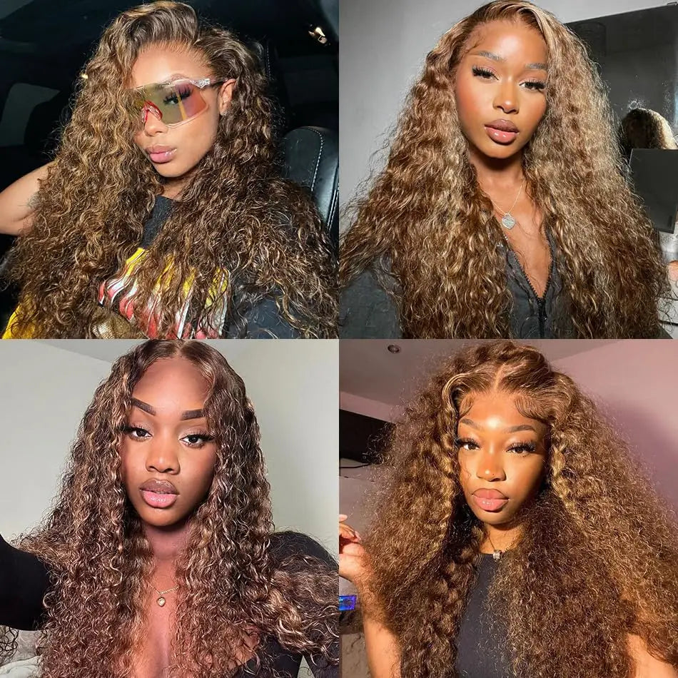 Honey Blonde Highlight Deep Wave Bundles P4/27 Ombre Single Wet Wavy Human