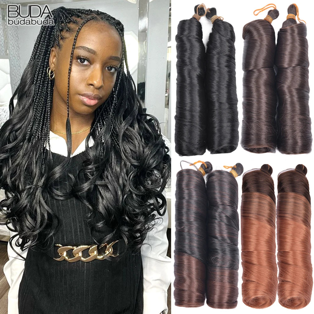 French Curls Braiding Hair Extensions - Synthetic Loose Wave Spiral Curl, High Temperature, Ombre Pre-Stretched