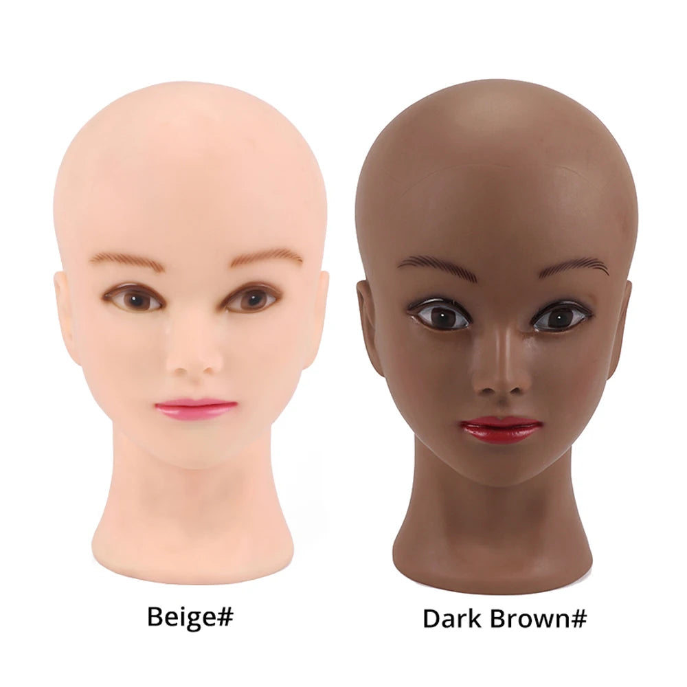 Foldable Wig Stand Tripod With 21-25Inch Canvas Head Black Male Bald Head Mannequin With Stand Wig Head Stand Tripod