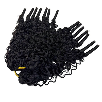 Burmese Curly Feather Crochet Human Hair Extensions Pre Looped Pre Separated Knotless Hair For Braiding