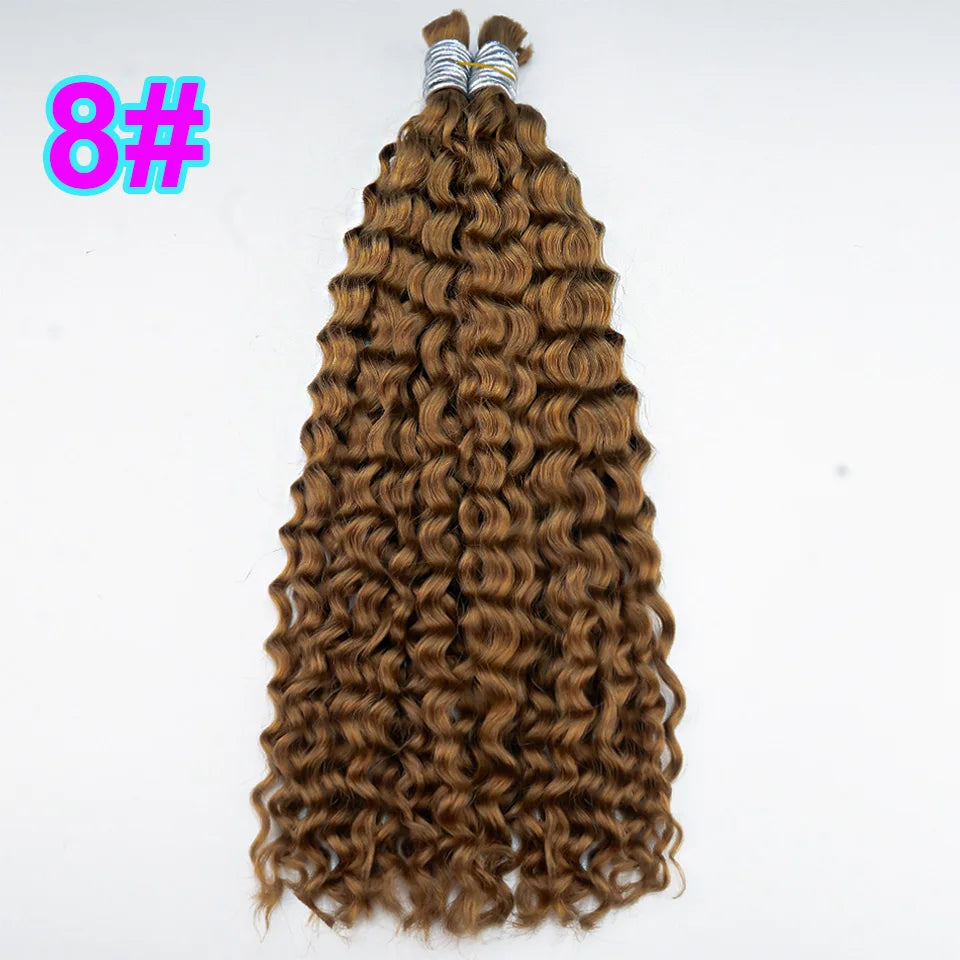 Human Hair Bulk Bundles Curly Water Wave Deep Remy Braiding No Weft