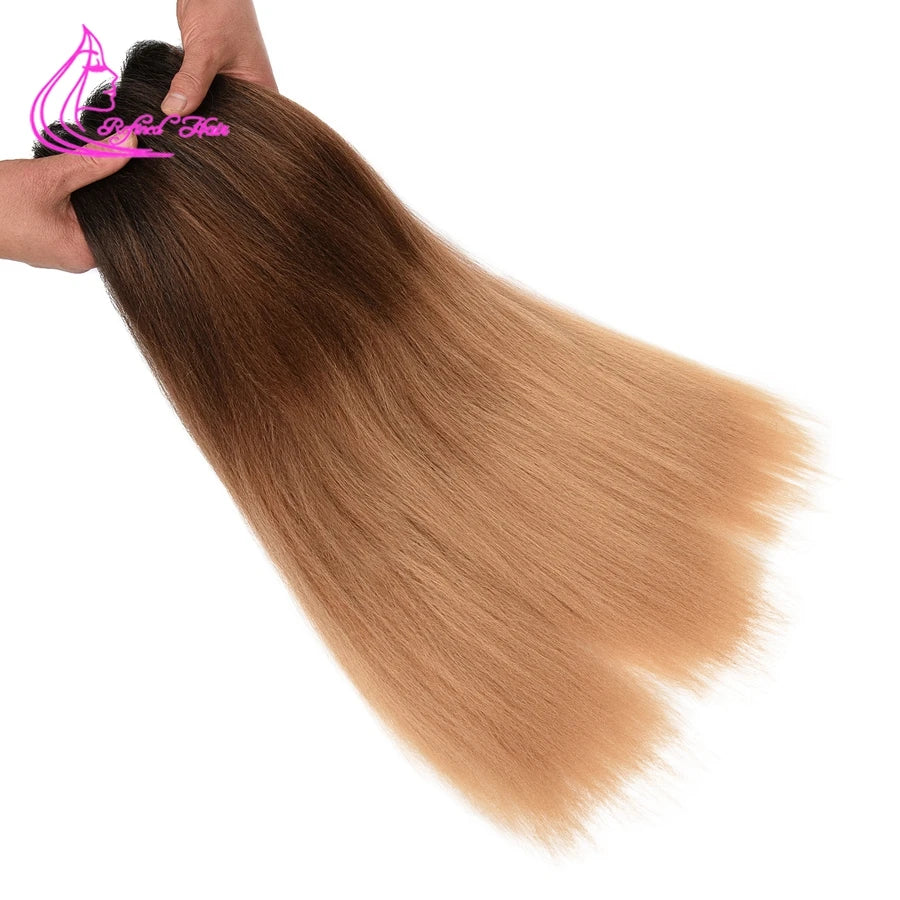 Pre Stretched Ez Braid Synthetic Ombre Brown Light Braids Extensions Senegal Twist