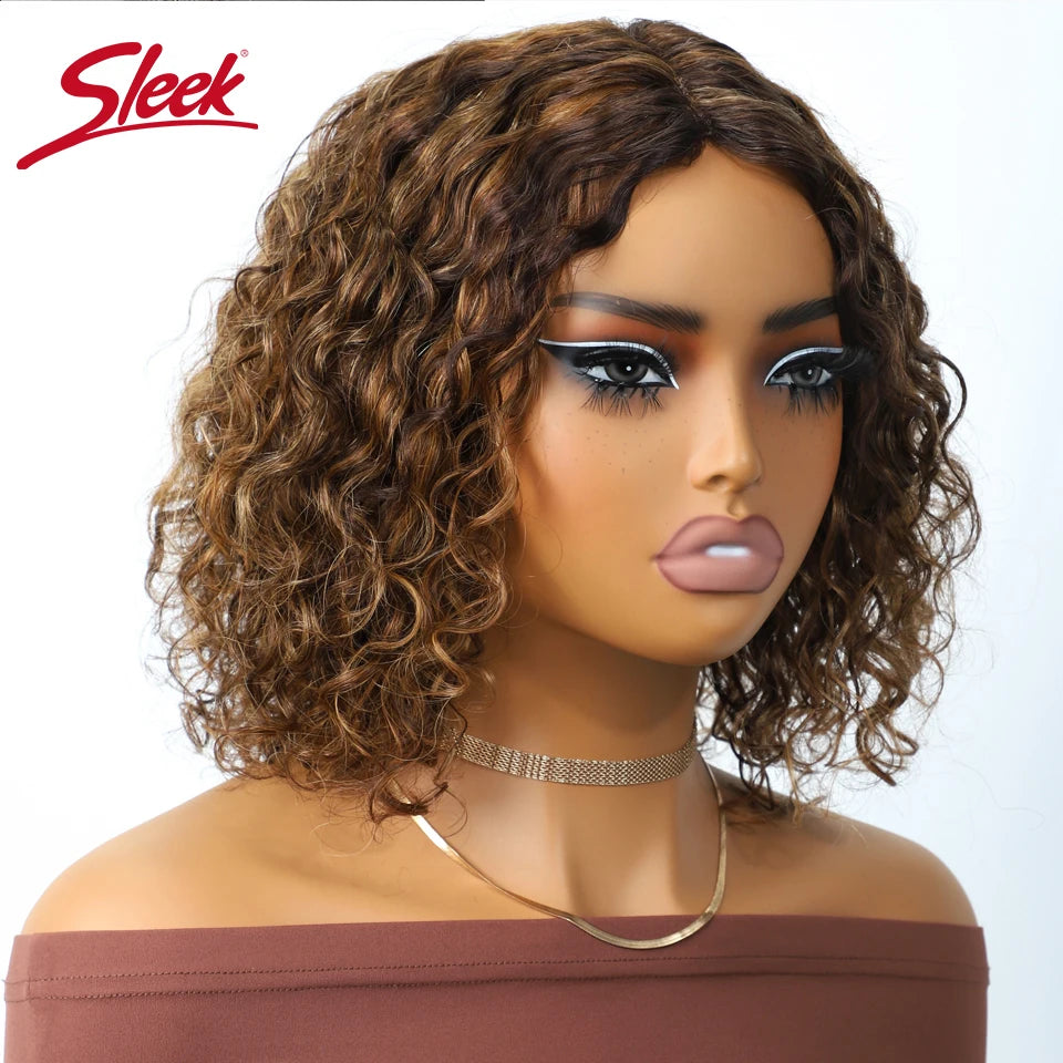Sleek Brazilian P4/30/27 Jerry Curl Bob Wigs Nature Remy Black Dark Human