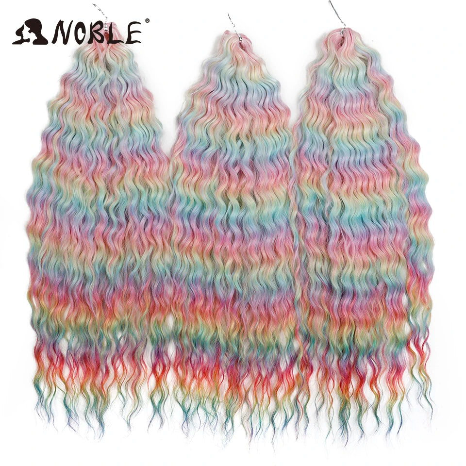 Synthetic Twist Crochet Curly Hair Water Wave Braid Ombre Blonde Brown Deep