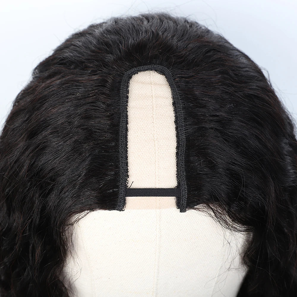 Loose Deep Curly U Part Human Hair Wigs Brazilian Remy Wet Wavy