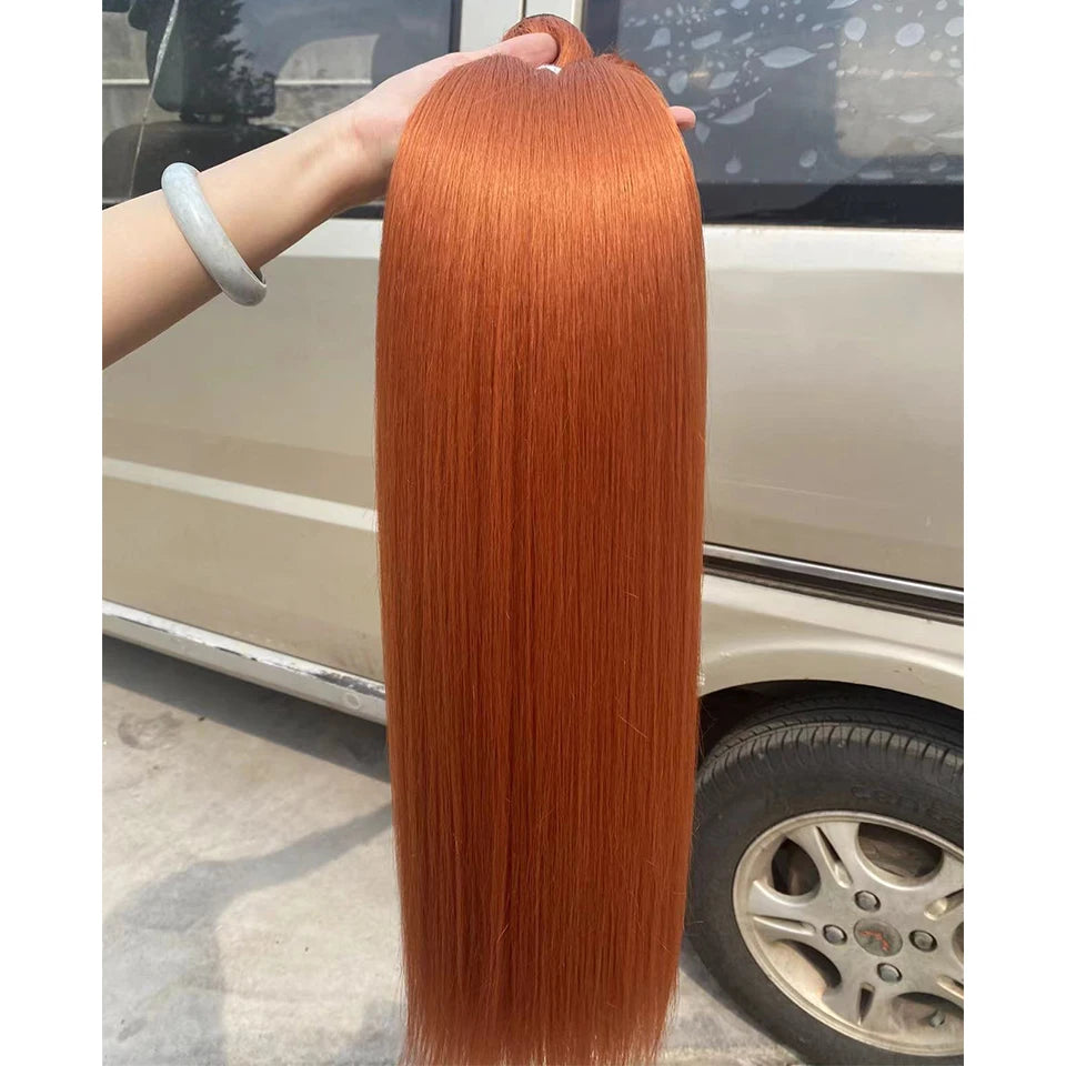Orange Bone Straight Hair Bundles 24-32 Natural Weaving Bio Synthetic Bug Fancy