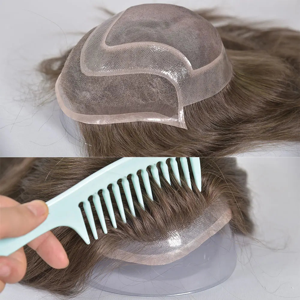Hair Curly Replacement System 12INCH Long Toupee Fine Mono Lace Hairpiece, 8x10