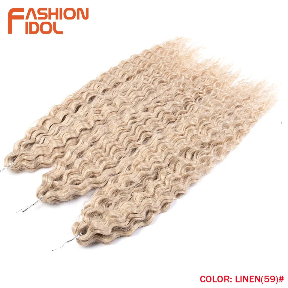 Synthetic Twist Crochet Curly Hair Water Wave Braid Ombre Blonde Brown Deep