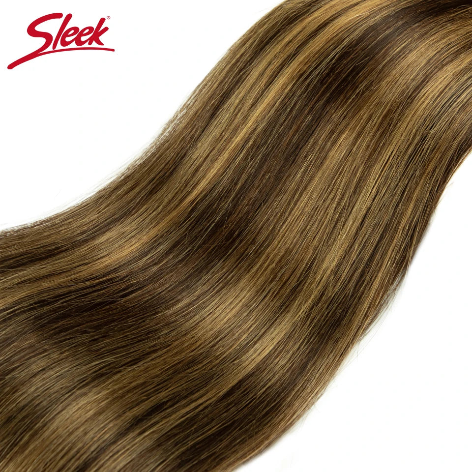 Sleek Peruvian Straight Human Hair Double Drawn Natural Weave Bundles Brown Remy
