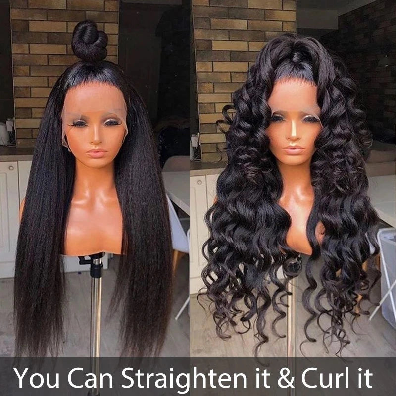 13x4 Transparent Lace Frontal Wig Human Hair Kinky Straight Closure Brazilian Curly