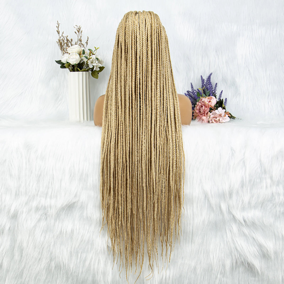 Synthetic Transparent HD Full Lace Braided Wigs Crochet Braid Braiding Hair Knotless