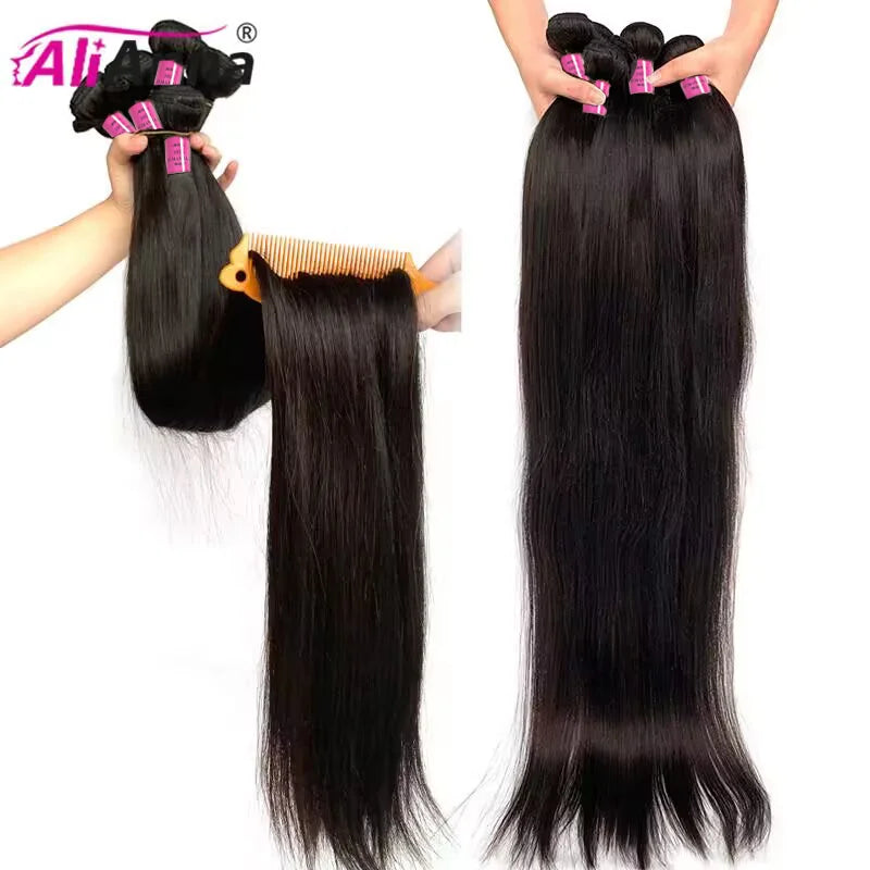 26Inch Human Hair Bundles 10A Brazilian Raw Weave Straight Extensions