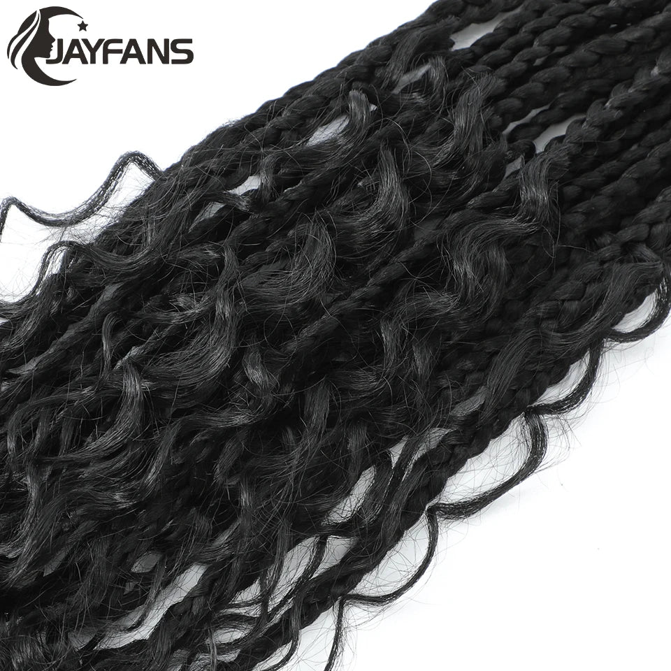 Boho Box Braids Crochet Synthetic Hair Goddess Curly Ends Bohomian