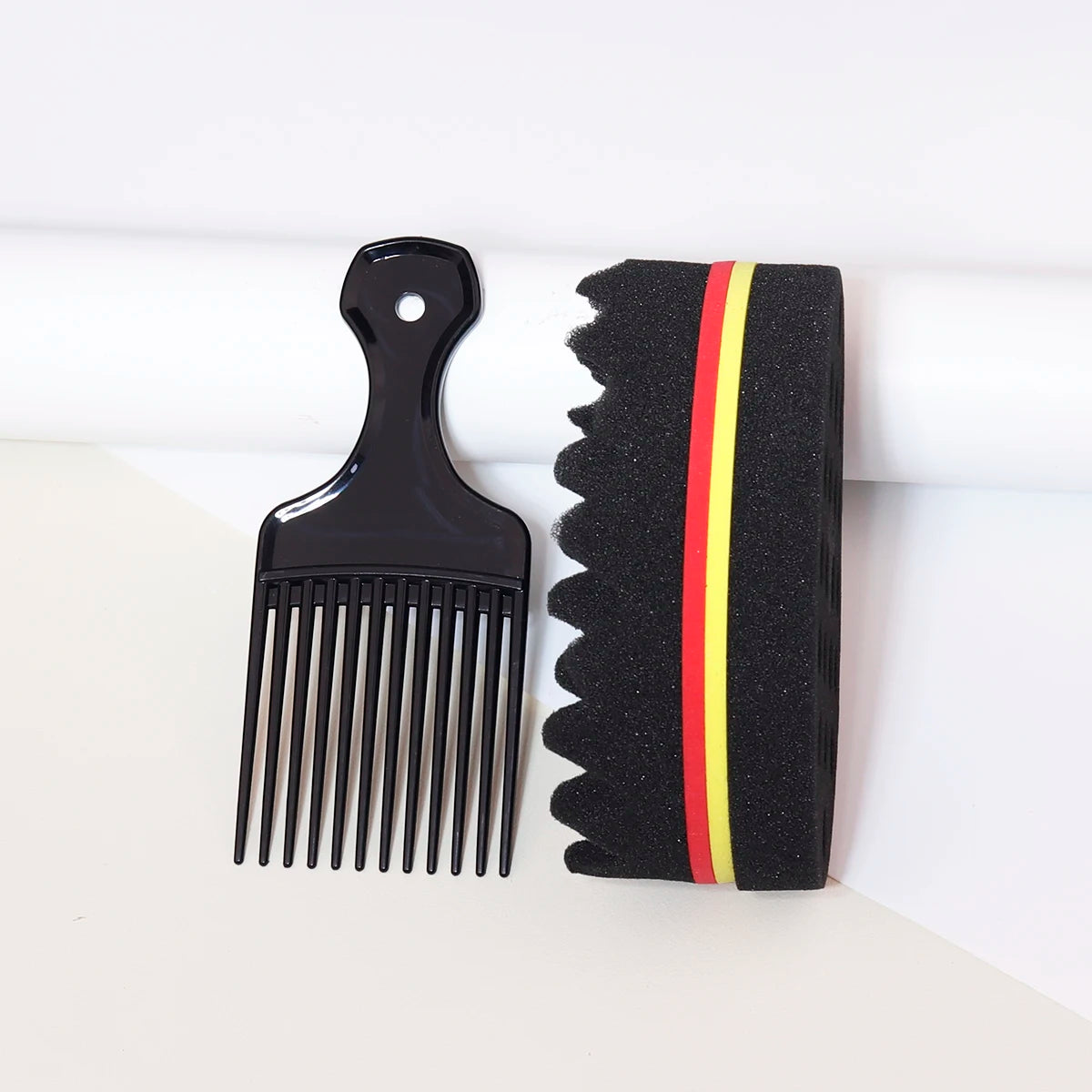 2pcs/Set of Wide Toothed Brush Combs Insertion Type Comb and African Style Sponge Brush