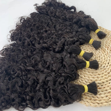 Italian Curly Bulk Human Hair Bundle No Weft Braiding, 100% Unprocessed Virgin