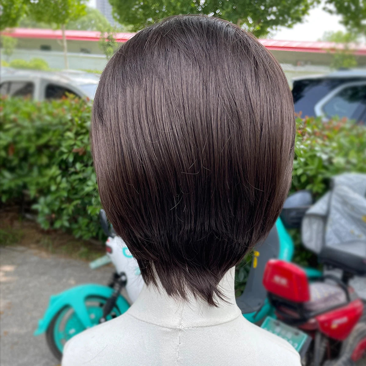 Natural Brown Short Bob Cut Synthetic Lace Front Wigs Cosplay Hairline Glueless