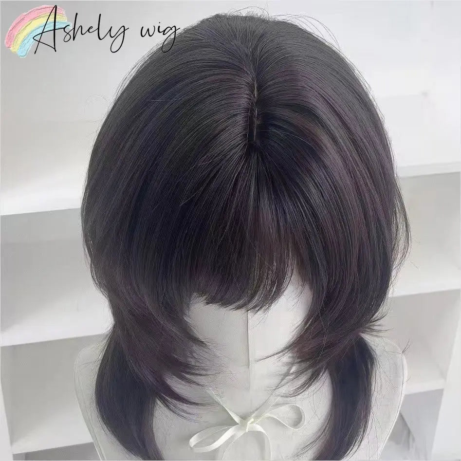 Deep Brown Wig A Layer Jellyfish Hairstyle Shoulder Short Headband Synthetic Lolita