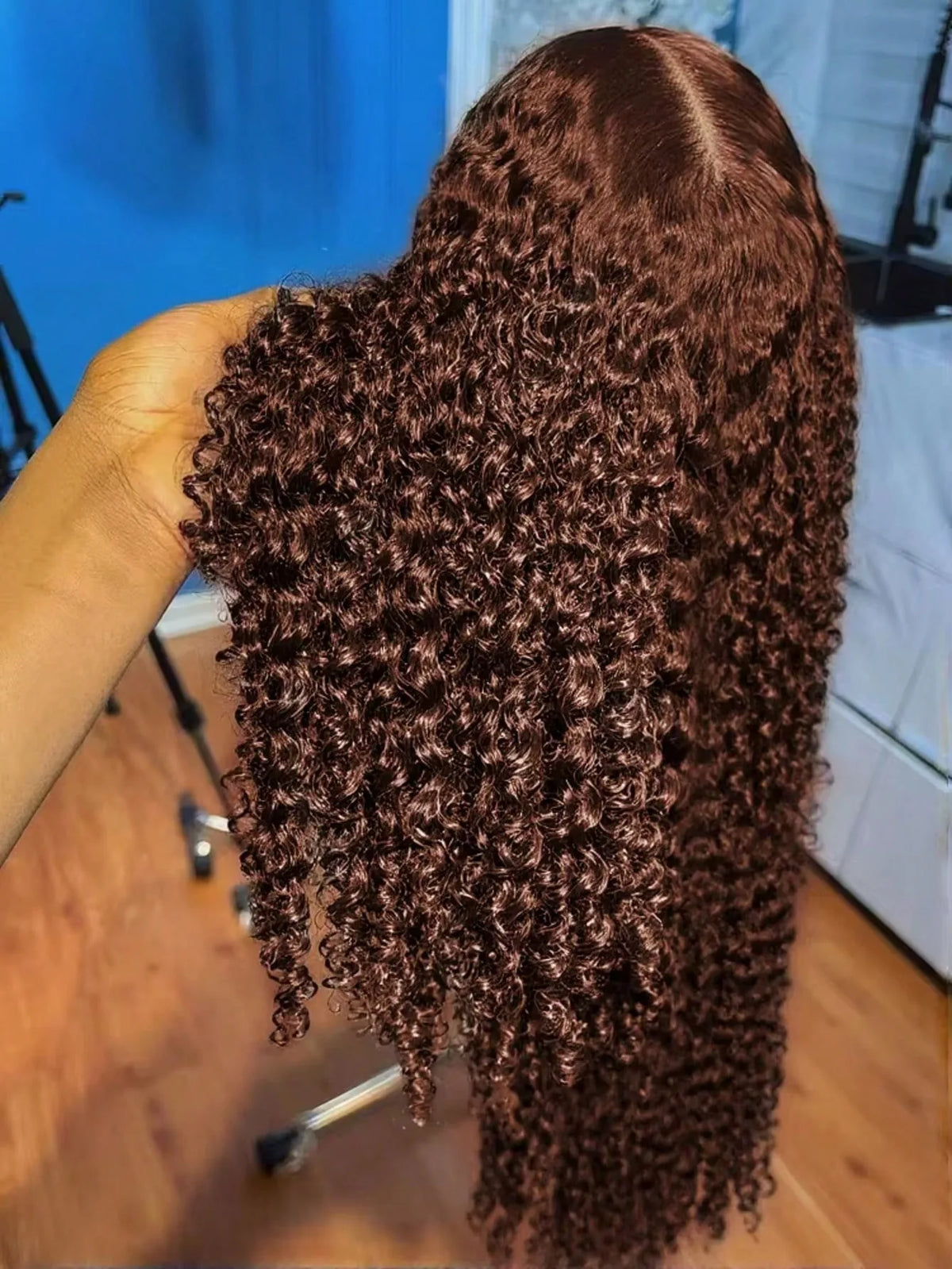 Chocolate Brown 250% Density Curly Lace Front Wig, 13x6 HD Transparent Human