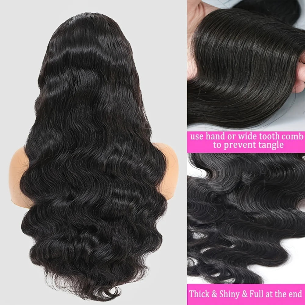Density Body Wave Lace Front Wigs, 13x4 Closure Gluless Transparent Human Hair