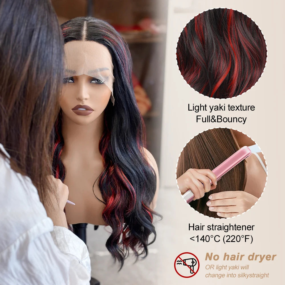 13x6 Highlight Ombre Honey Blonde Body Wave Lace Front Wigs Synthetic HD