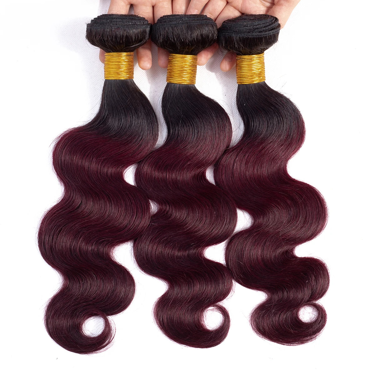 T1B/99J-Body-Wave-Human-Hair-Bundles-Remy-Straight-Hair-Weave-Ombre-Burgundy-Hair-Extensions-Unprocessed