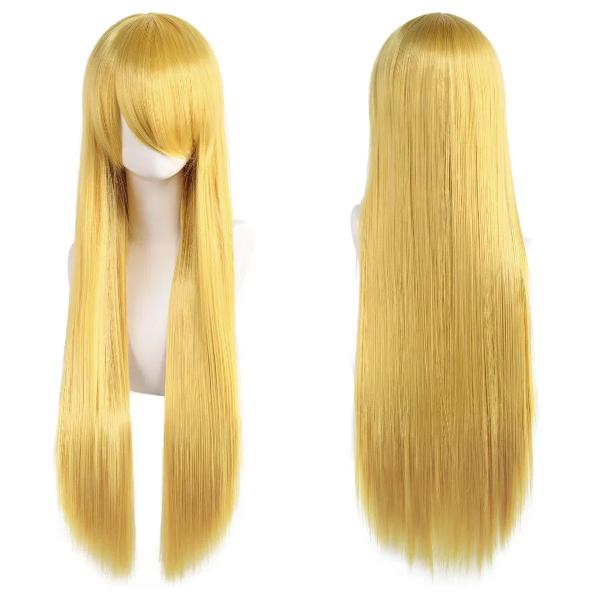 80cm Long Straight Synthetic Cosplay Wig with Bangs, White Green Silver Pink, Heat Resistant
