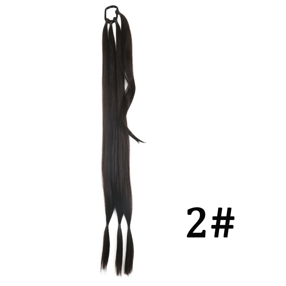 DIY Ponytail Extensions Synthetic Boxing Braids Ponytail Hair Rope High Temperature Fiber Black Brown Ponytail