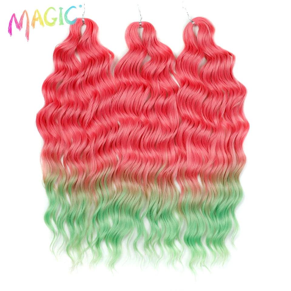 Water Wave Braiding Hair Extensions Ombre Blonde Deep Afro Curl Twist Crochet