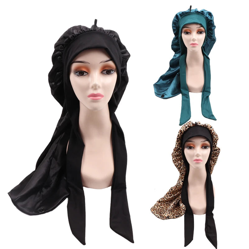 Soft Silky Long Satin Bonnet Natural Hair Curly Extra Large Size Cap