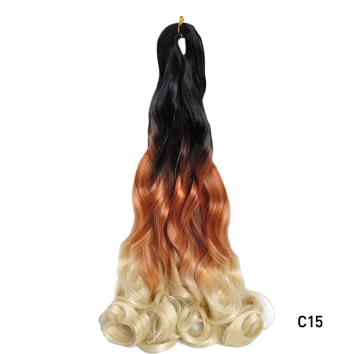 French Curls Braiding Hair Extensions - Synthetic Loose Wave Spiral Curl, High Temperature, Ombre Pre-Stretched