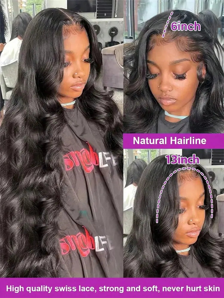 Body Wave Human Hair Lace Frontal Wig, 13x6/13x4 HD Lace, Glueless, Wet and Wavy