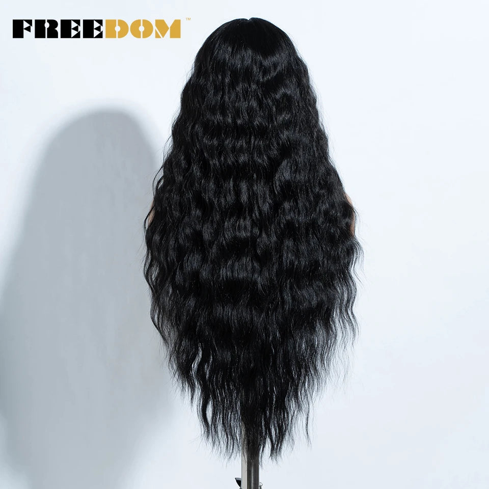 Curly Synthetic Lace Front Wigs Soft Wavy Ombre Blonde Ginger Highlight Cosplay