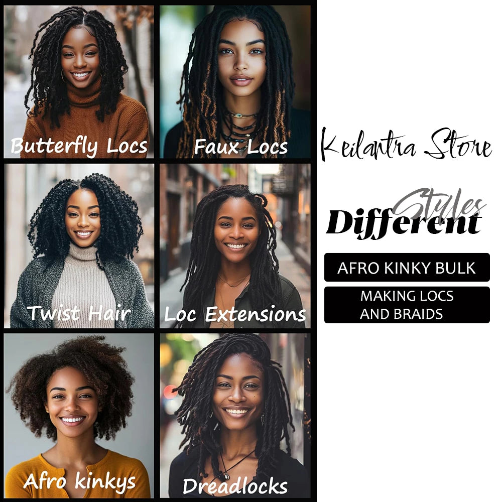 Afro Kinkys Bulk Human Hair Dreadlock Extensions Loc Repair Braiding Twist Tight