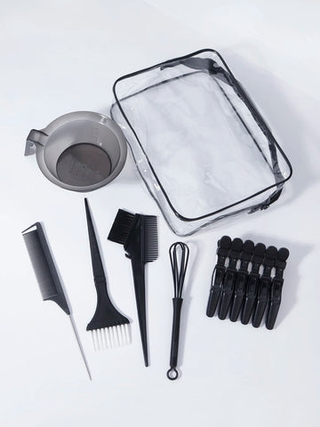 Professional Hair Dye Set Brush Comb Clip Stirrer Suitable Salons Real Wig