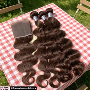 Chocolate Brown Colored Body Wave Human Hair Bundles 4x4/5x5/13x4 Closure Frontal Remy