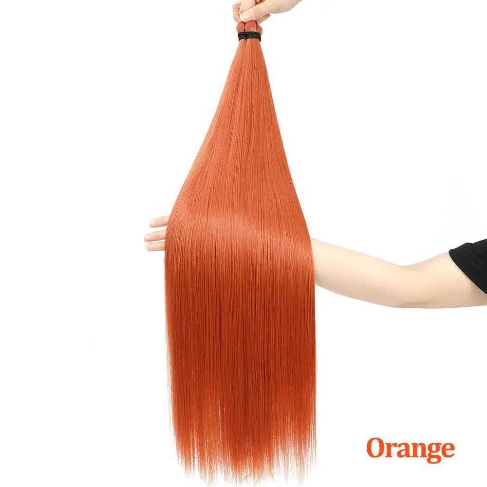 300G Straight Pony Hair Bundles Crochet Braids Synthetic Braiding Ombre Brown Soft