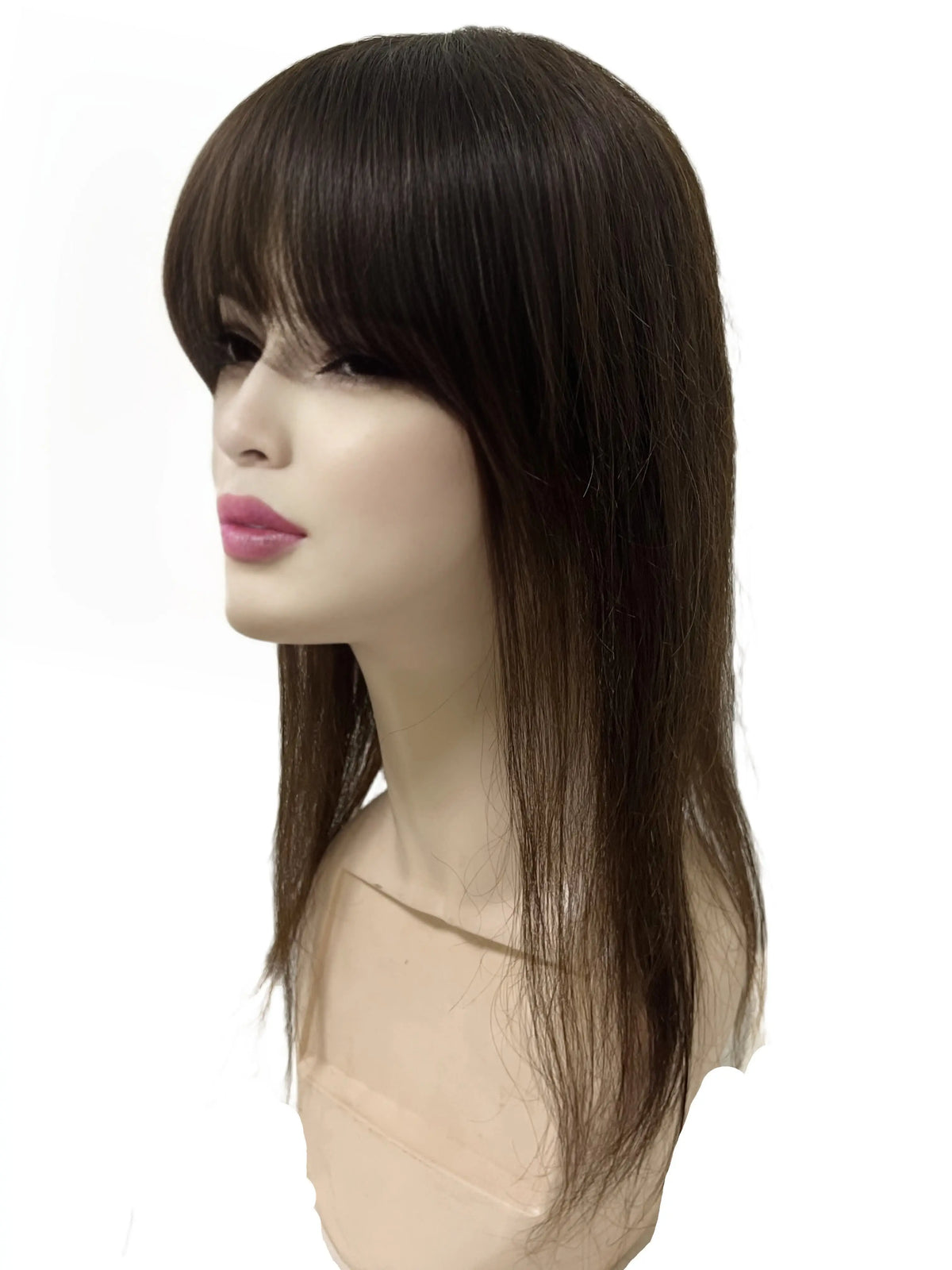 Thick Human Hair Toppers Doll Bangs Long 45cm 60g Heavy Natural Hairpiece