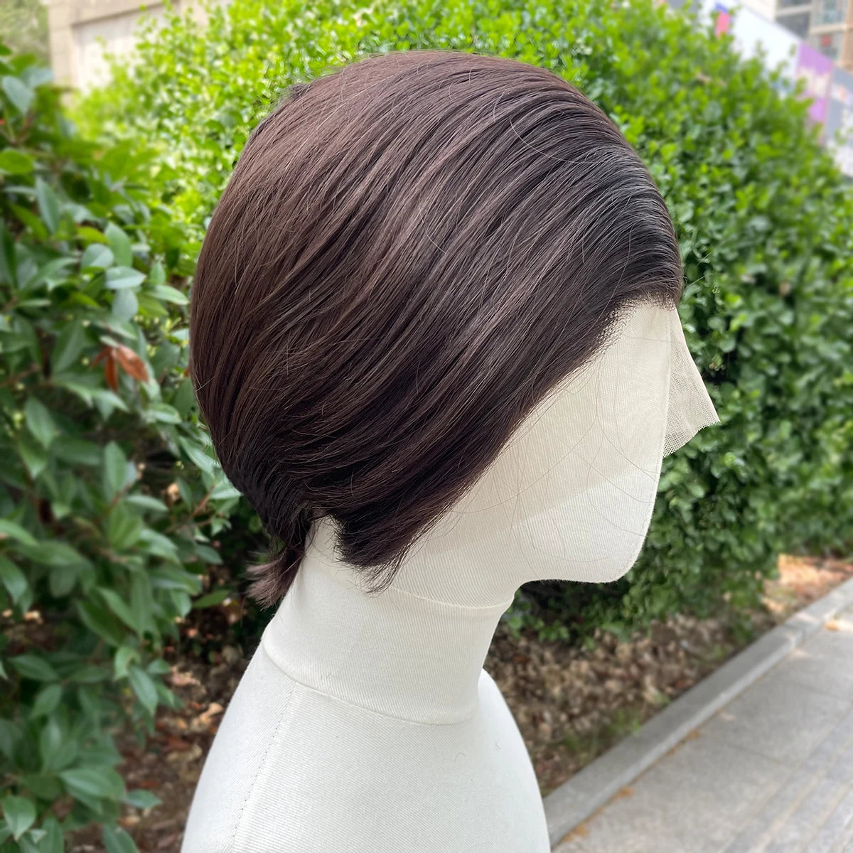 Natural Brown Short Bob Cut Synthetic Lace Front Wigs Cosplay Hairline Glueless
