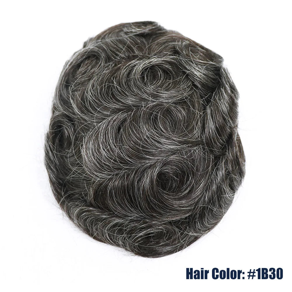 Lace Front & PU Toupee Natural Hairline Hair Prosthesis Human Replacement System