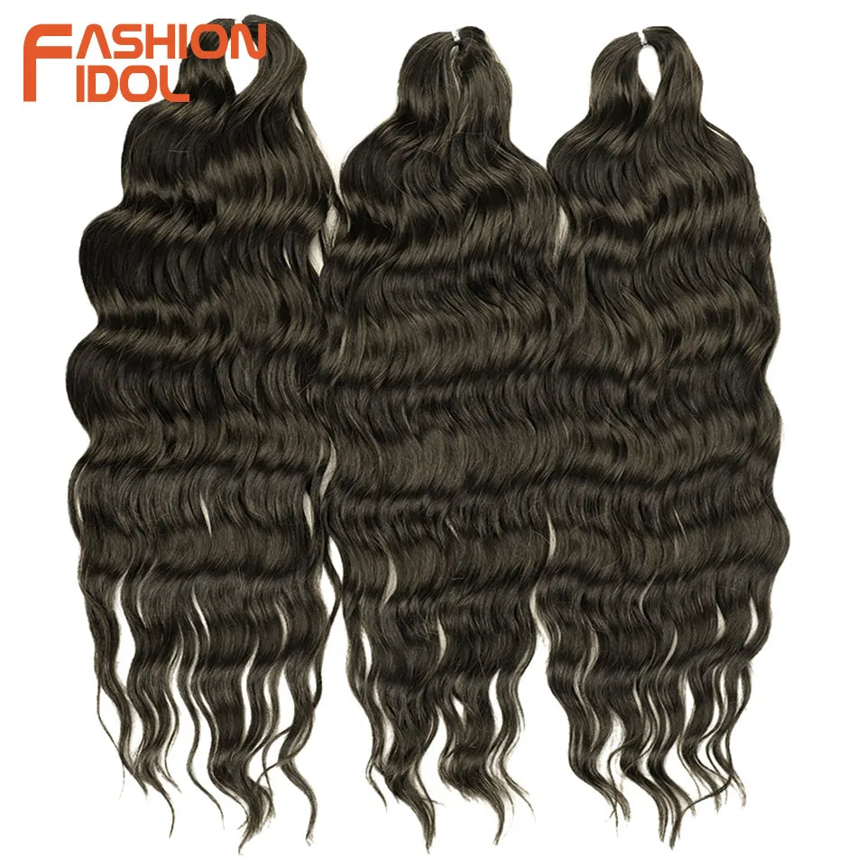 Loose Deep Wave Synthetic Braiding Hair Extensions - 24 Inch Water Wave, Ombre Blonde Twist Crochet