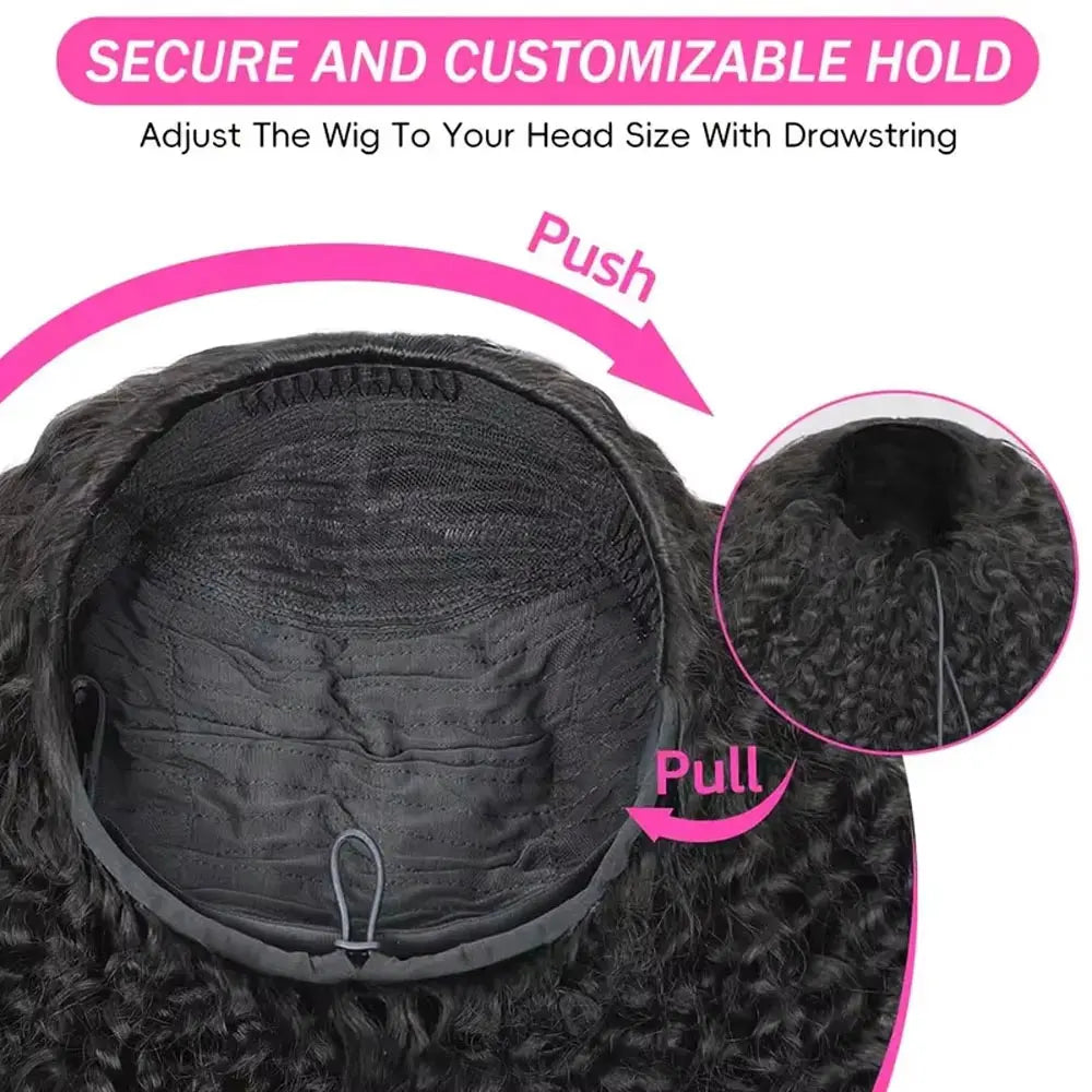 Jerry Curly Half Wig Human Hair Seamless Kinky in Machine Heandband Clip