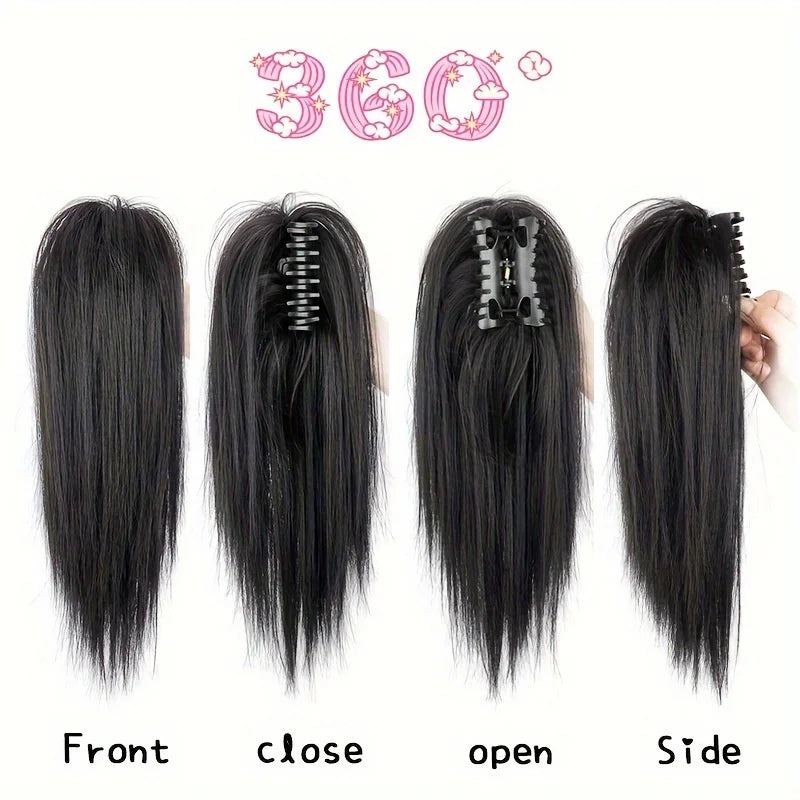12Inch Synthetic Ponytail Extension Claw Clip On Hairpiece Soft Pony Tail Heat