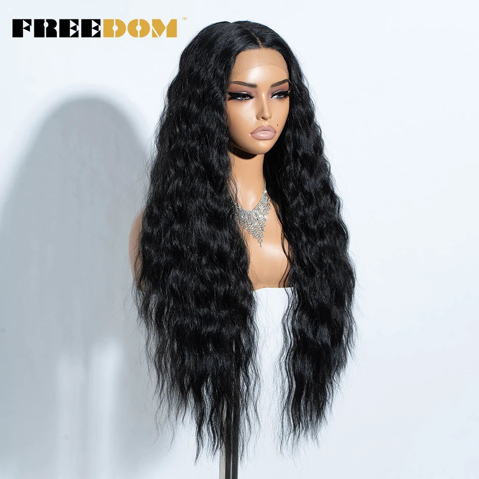 Curly Synthetic Lace Front Wigs Soft Wavy Ombre Blonde Ginger Highlight Cosplay