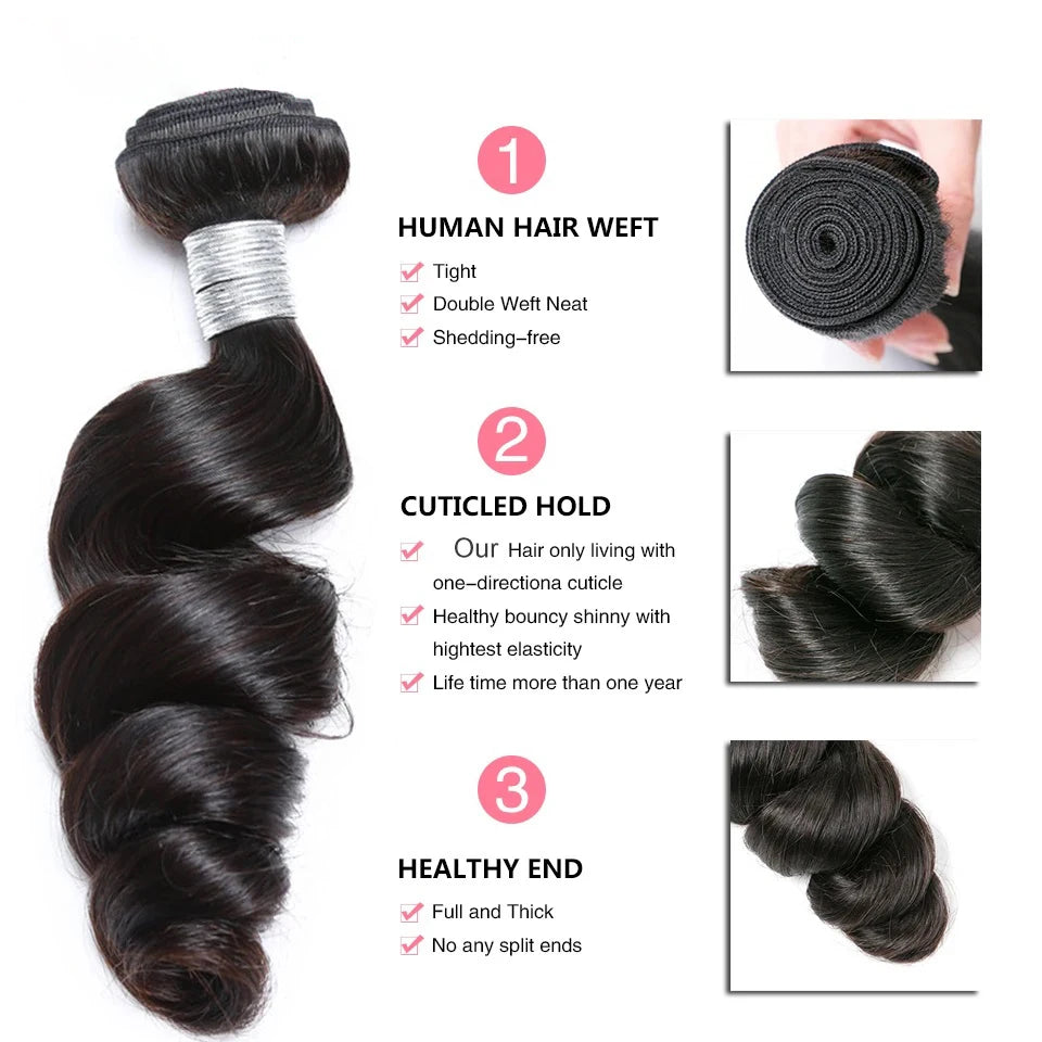 Loose Wave Bundle Human Hair Weave Unprocessed Virgin Wavy Weft Big Spiral