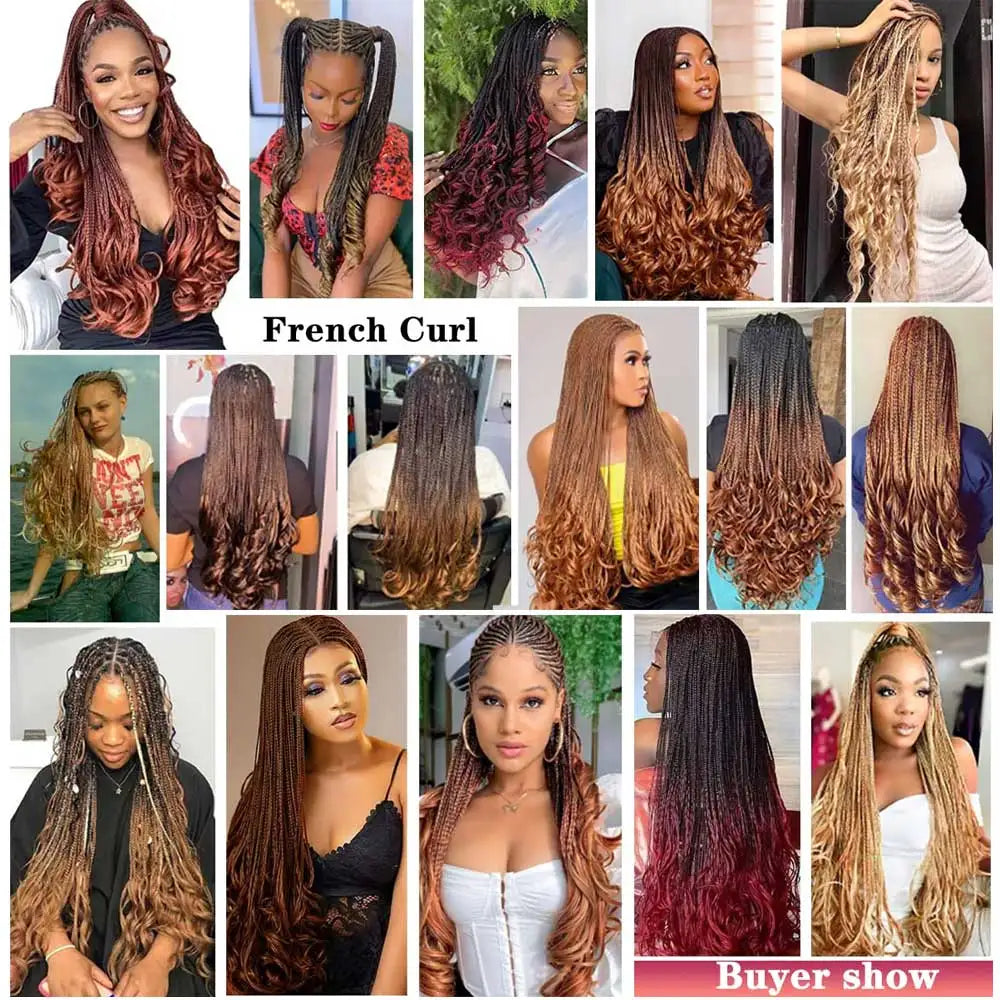 French Curls Braiding Hair Extensions - Synthetic Loose Wave Spiral Curl, High Temperature, Ombre Pre-Stretched