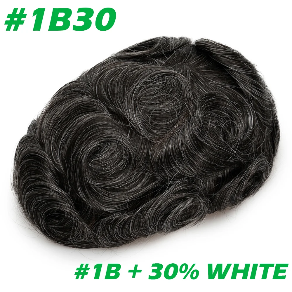 Lace with PU Men Toupee Hair Prosthesis Breathable Natural Human Hair Toupee Wig